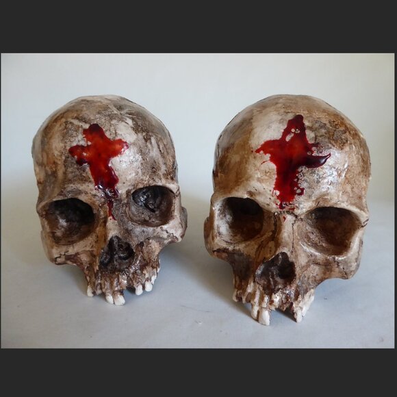 NEW ARTISAN HANDCRAFTED REALISTIC LIFE SIZE HUMAN SKULLS HALLOWEEN PROP ODDITY - Picture 1 of 16